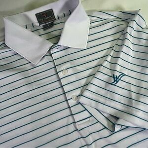 Fennec Men's M Turquoise Striped Short-Sleeve Polo